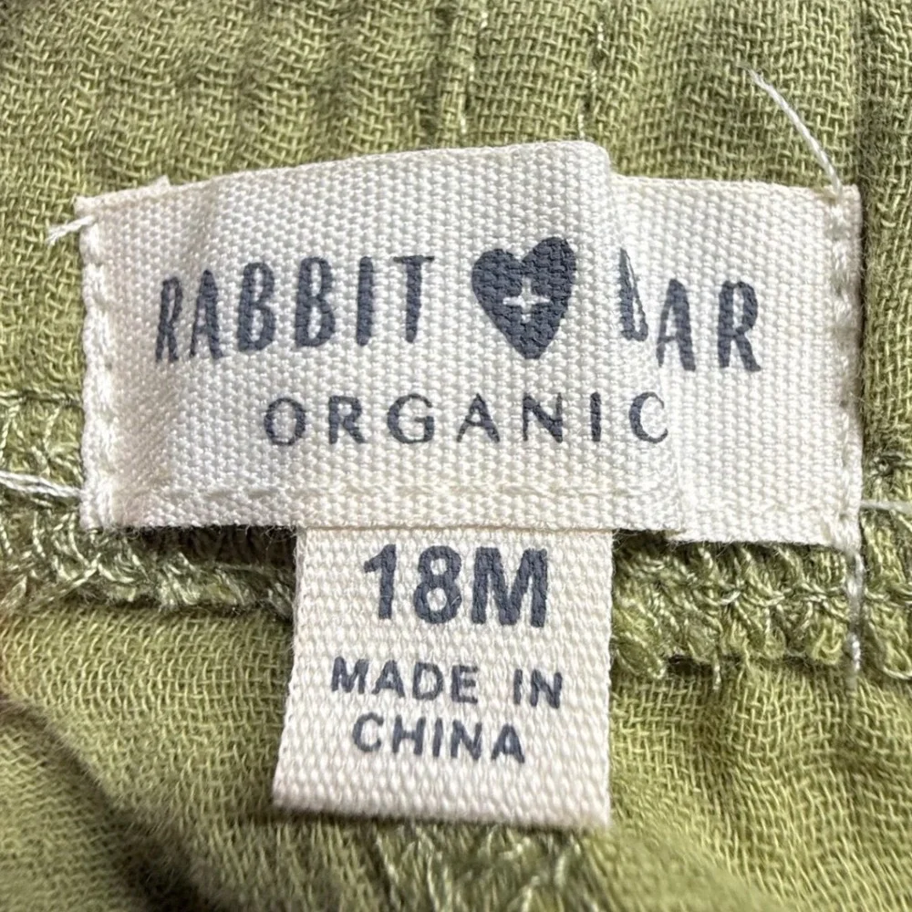 Rabbit + Bear Organic Gauze Shirt Shorts Set Green 18M Baby Cotton Outfit